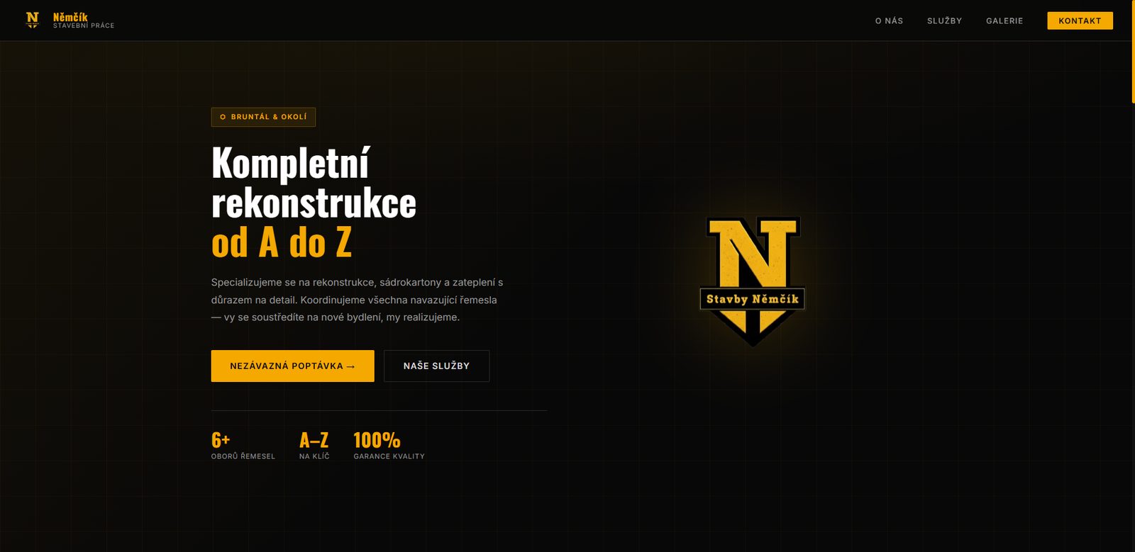 Stavby Němčík – screenshot webu