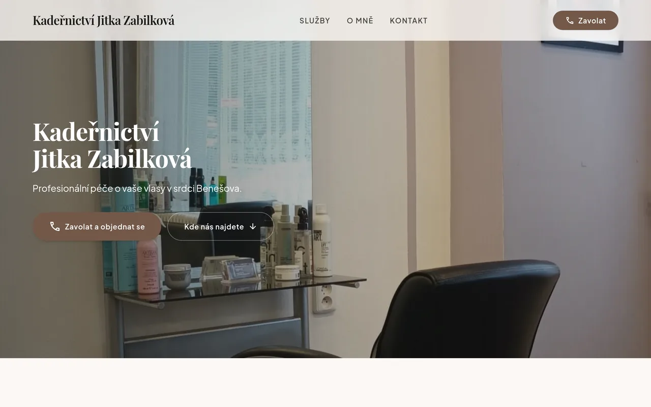 Web Kadeřnictví Jitka Zabilková